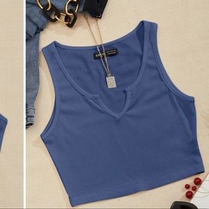 Shein Notch Neck Rib-Knit Tank Top